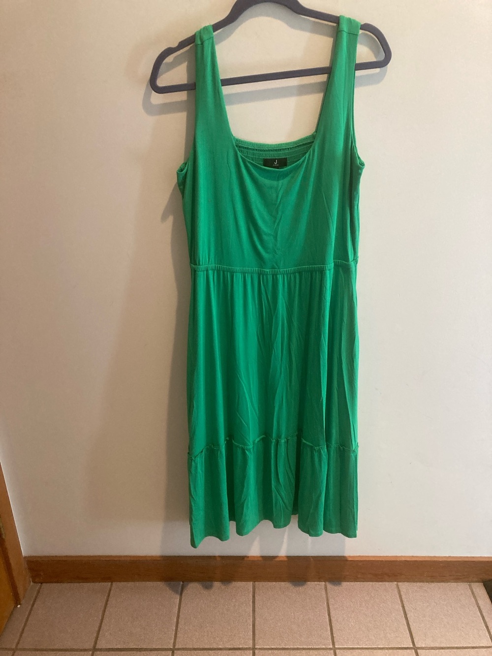 JASON WUSleeveless Emerald Green Scoop-Neck Tiered Dress